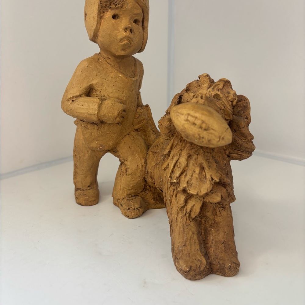 Vintage Lee Bortin Clay Figurine of a boy and Dog